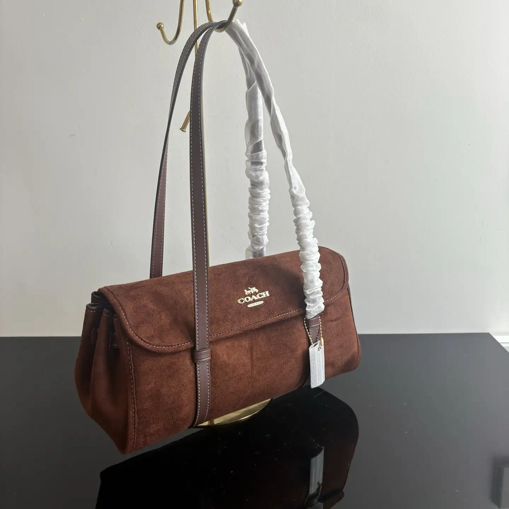 Coach Vintage Brown Suede Underarm Bag - Picture 2 of 7